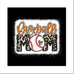 Baseball Mom Orange Leopard Baseball Mama Posters and Art